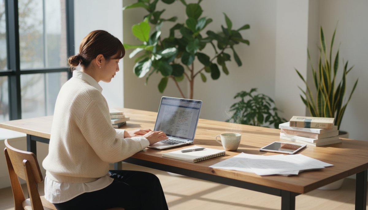 プロのライターが記事を執筆している様子