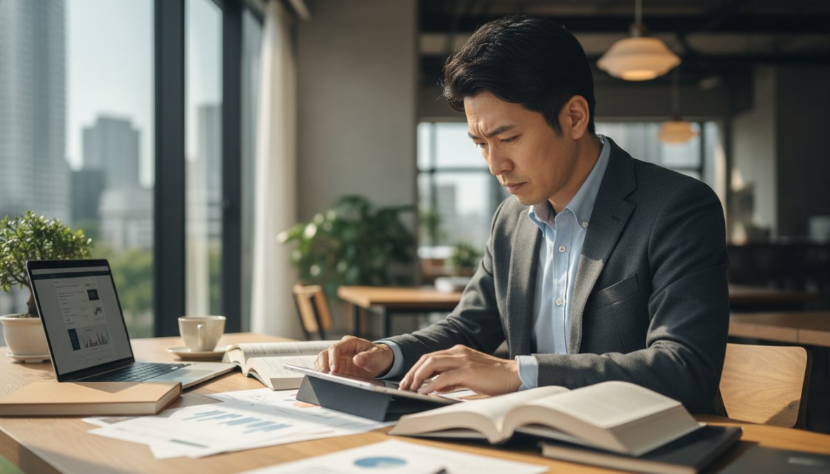 SEO対策の基礎知識を学ぶビジネスパーソン