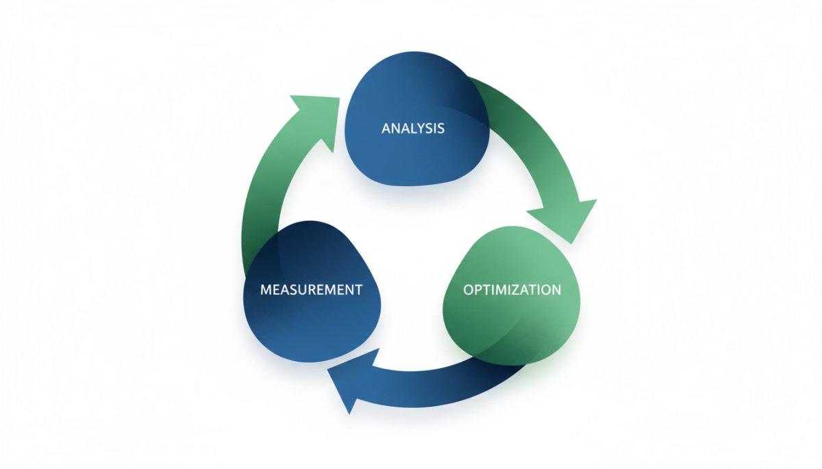 LLMO導入プロセスと継続的改善サイクルの流れ