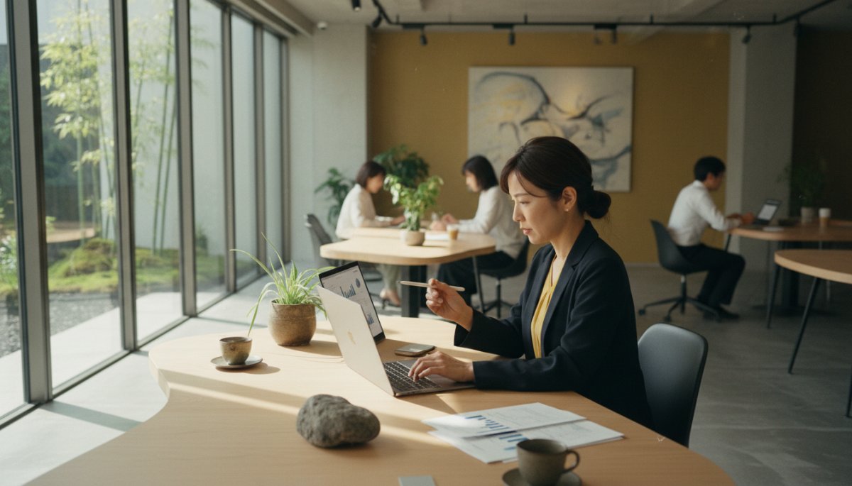 SEO施策の効果を分析するビジネスパーソン