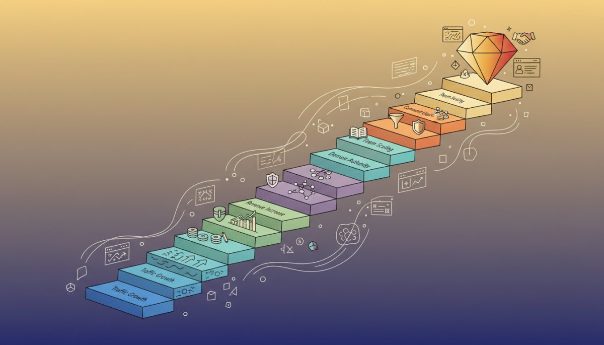 SEOメディア売却の準備と戦略を示すビジネスイメージ