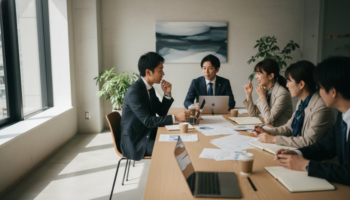 AI検索対策の戦略を立案するビジネスシーン