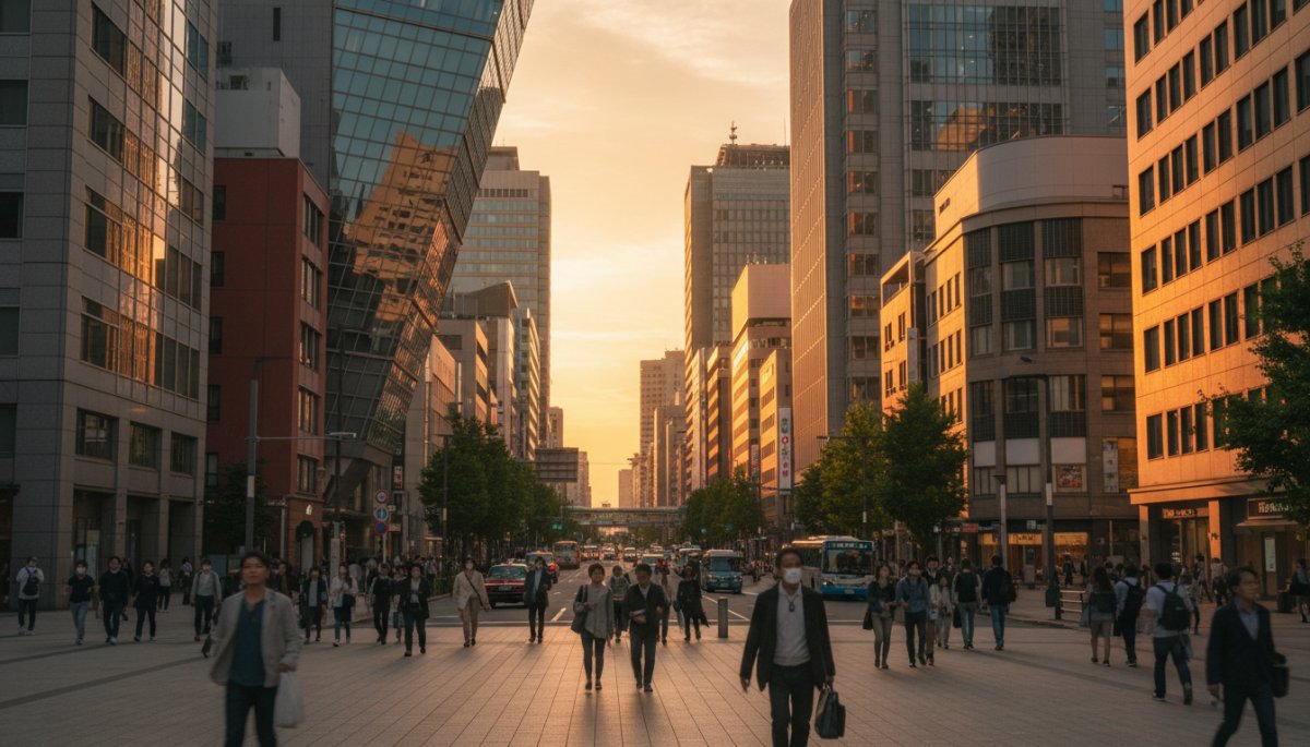 名古屋市内のビジネス街とSEO対策の概念図